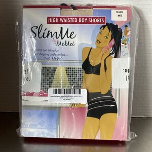 Slim Me By MeMoi Womens High Waisted Boy Shorts Slimming NUDE Medium 2 Pc NIB